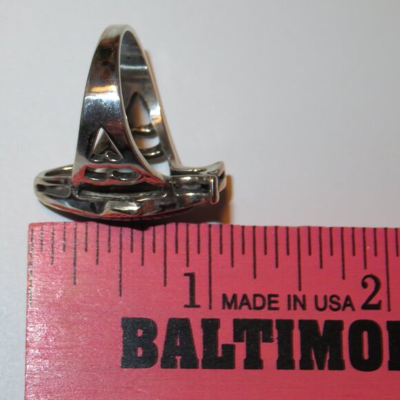 Large Textured Fish Black Onyx Sterling Silver Men Unisex Ring Size 10 - Picture 16 of 17